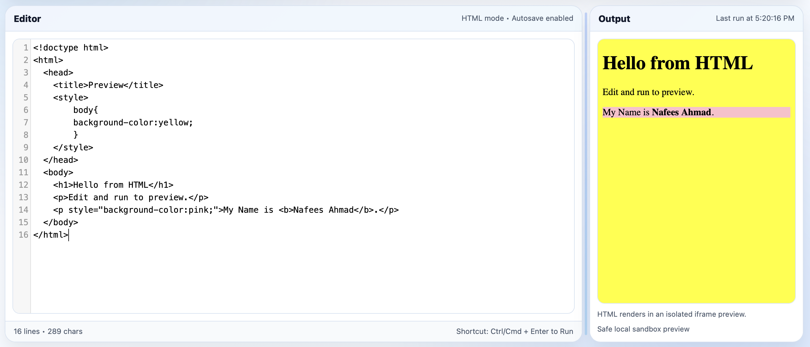 Code Studio Editor preview